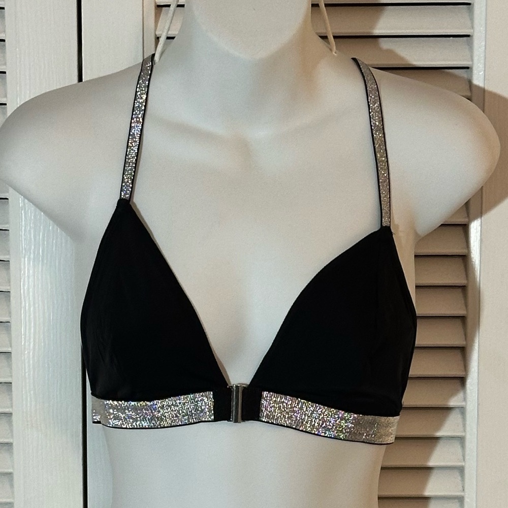 New Black and Silver Women's Bralette - Picture 1 of 4